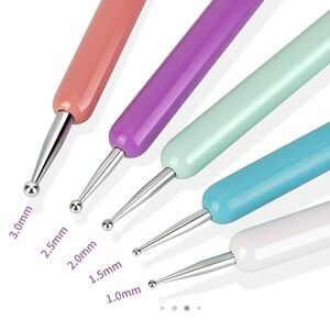 5 Stylus Set: Ball Embossing, Tracing Tool, Dotting Tool for Nail Art, Clay Tool